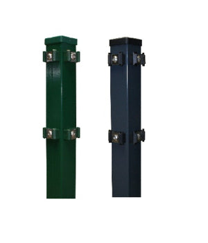 Zwei Eckpfosten mit Klemme Anthrazit RAL 7016 und grün RAL 6005