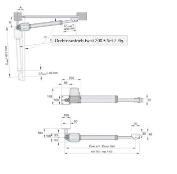 Sommer Twist 200E - Drehtorantrieb 2-flüglig mit 1 Handsender